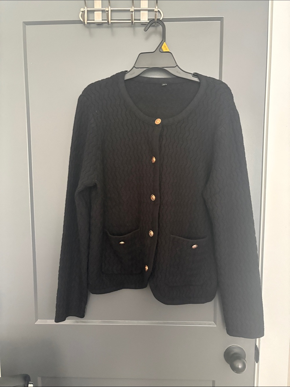 Black Button-Front Women's Sweater Cardigan